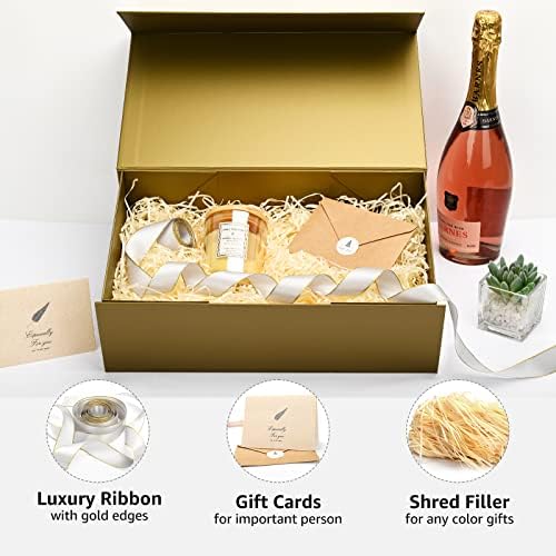 Olive Gold Gift Box with Magnetic Lid for Birthday, 13.85"x8.35"x4.45" - Image 6