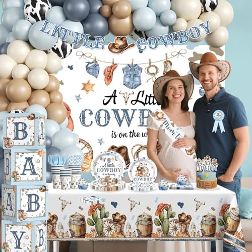 Cocomigo Cowboy Baby Shower Decorations, All-in-1 Party Set Serves 25 - Image 2
