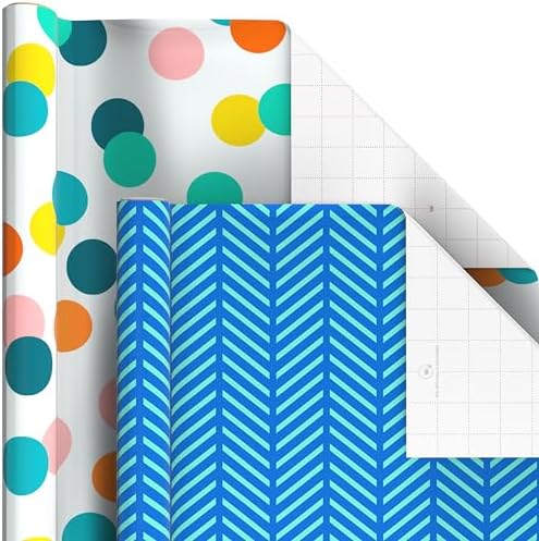 Hallmark Wrapping Paper Rolls for Graduation, Birthday, Wedding, Baby Shower - Flowers, Polka Dots, Happily Ever After Gift Wrap (Set of 6 Assorted Rolls: 180 sq. ft. ttl.) - Image 6