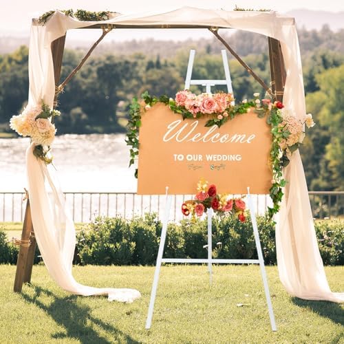 White Croblissful 50" Easel Stand for Wedding Sign Adjustable, Metal by CroBlissful
