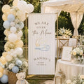 Over The Moon Celestial Neutral Baby Shower Satin Welcome Banner by Custom