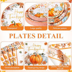 Funnymoom Thanksgiving Party Supplies for 50 Guests Fall Autumn Plates - Image 2