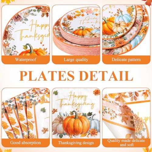 Funnymoom Thanksgiving Party Supplies for 50 Guests Fall Autumn Plates - Image 2