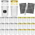 CycleMore Mason Jars 8 oz, 24 Pack Canning Jars with Mixed Color Airtight Lids, Half Pint Canning Jar Ideal for Fermenting, Jam, Honey, Pickling, Wedding/Shower Favors, DIY Decors by CycleMore