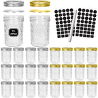 CycleMore Mason Jars 8 oz, 24 Pack Canning Jars with Mixed Color Airtight Lids, Half Pint Canning Jar Ideal for Fermenting, Jam, Honey, Pickling, Wedding/Shower Favors, DIY Decors by CycleMore