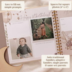 Peachly Unisex Baby Memory Book, Minimalist Baby First Year Keepsake for Milestones, Simple Baby Scrapbook for Boy Girl Milestones, Natural Linen (Haven) - Image 4