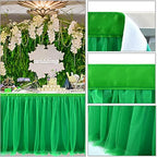 14ft Green Table Skirt Tulle Tutu Table Clothes for Birthday Boy Girl Baby Shower Gender Neutral Graduation, Hawaiian Jungle Luau Themed Party, Animal Safari Theme Party Decorations - Image 6