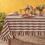 Tudomro Striped Tablecloth, Rectangle, Brown, Cream, 84'' X 60'' by Tudomro