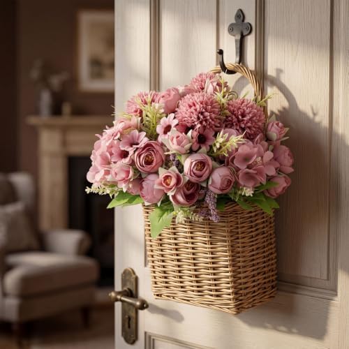 Tigeen 12 Bundles Peonies Artificial Flowers Faux Roses, Gray Purple - Image 6