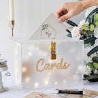 OurWarm Frosted Acrylic Wedding Card Box with Lock, DIY Gift Card Box for Wedding Reception with String Light and Pen, Envelope Money Card Box for Party Birthday Graduation Baby Shower Decor - Image 5