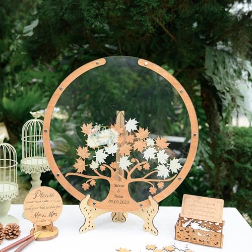 Guest Book Alternative, Personalized Rustic Wedding Maple Leaf Drop Frame - Image 3
