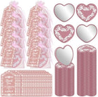 50 Set Cielito Lindo Mexican Baby Shower Party Favors, Heart-Shaped Mirrors with Organza Bags & Thank You Cards, Pink Talavera Party Gifts Bulk for Guests Bridal Shower Wedding Gender Reveal Party by Elasign