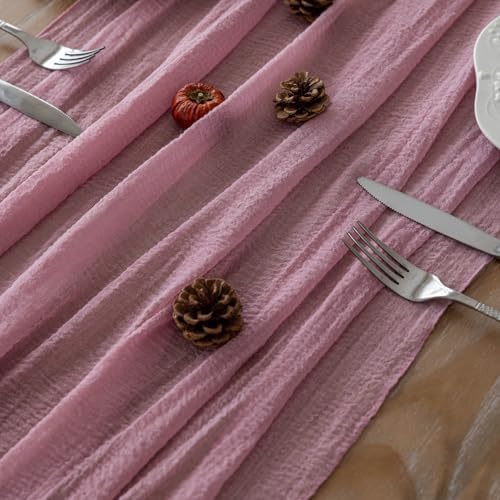 10Pcs Dusty Rose Cheesecloth Table Runner 120 Inches for Party Home Decor - Image 3