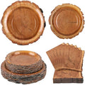 Kochorie 150 Pieces Wood Grain Slice Tableware Set Disposable Paper Plates and Napkins Rustic Wood Party Decorations for Camping Baby Shower Hunting Lumberjack Birthday Party Supplies by Kochorie