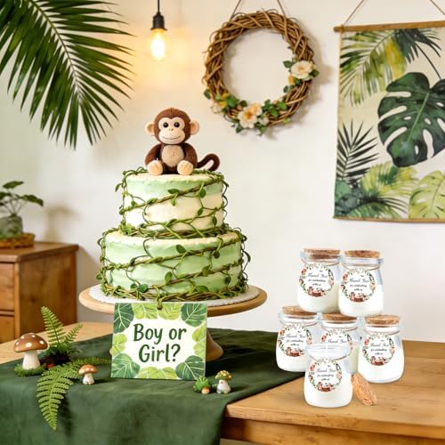 24Pcs Baby Shower Candle Jungle Party Favors Lavender Scented Glass Jars Wax Candle Bulk with Thank You Cards Organza Bags for Guests Boy Girl Birthday Gender Reveal Gift Souvenirs (Jungle, 24) - Image 5