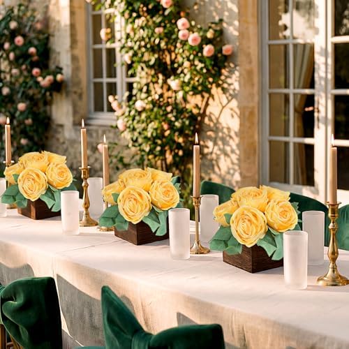 Yellow Dining Table Centerpiece Set of 6, Pre-Made, Wooden Box - Image 5