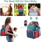 Diaper Bag Backpack with Changing Station, Blue-Green - Image 6