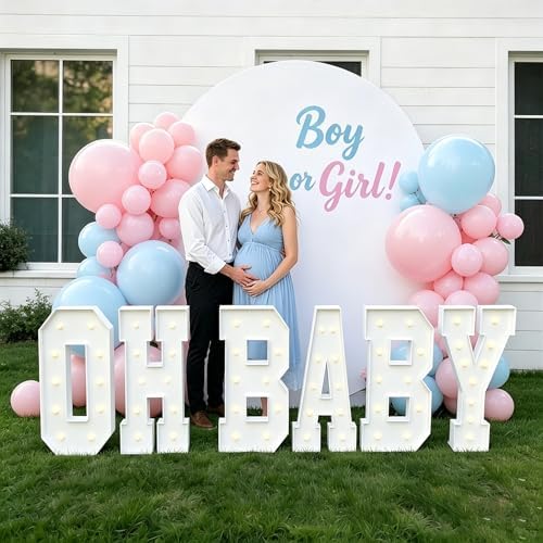 OH BABY Marquee Light-Up Letters, oh baby lettersg ender reveal decorations gender reveal decorations oh baby sign big letters (4FT) - Image 6