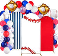 Foilswirl Baseball Theme Photo Background 4ft 5ft 6ft Spandex Arch Backdrop Cover for Photography Studio, Red Blue White Sports Backdrop for Photo Shoot Props by Foilswirl