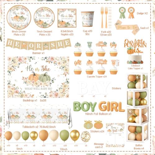 Fall Pumpkin Gender Reveal Decoration,Autumn Gender Reveal Party Supplies - Image 4