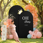 2 Set-6.6FT, 5FT Black Arch Backdrop Cover,Spandex Fitted Wedding Arch Stand Covers Round Top Chiara Arch Backdrop Stands Cover for Birthday Parties Banquet Photo Background Decoration - Image 4