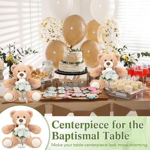 6 Set Teddy Bear Baby Shower Centerpieces with Mason Jar, Brown - Image 5