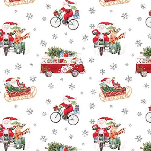 Jillson Roberts Kids Christmas Wrapping Paper Roll Bundle (25 sq ft per roll, 100 Total Sq Ft) Out for Delivery, Bright Santa, Christmas Cats in Cars, Christmas Shark, 4 Pack - Image 3
