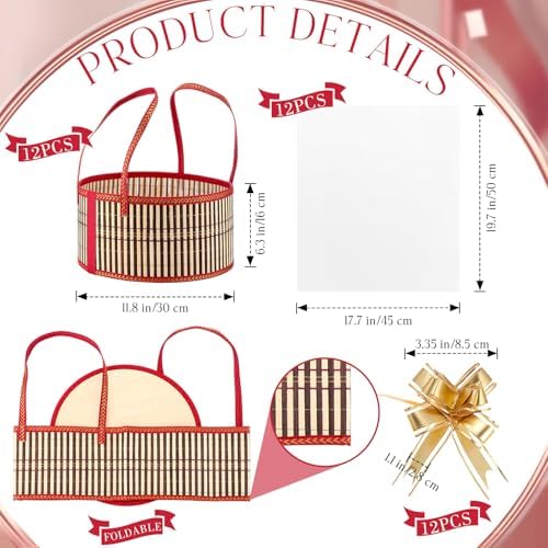 Reallnaive 12 Set Fall Thanksgiving Bamboo Empty Gift Basket - Image 2