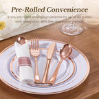 Goodluck 50 Pack Pre Rolled Rose Gold Plastic Silverware - Image 5