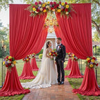 30×12ft Wrinkle Free Red Backdrop Curtain for Wedding Parties,6 Panels 5×12ft Long Soft Silky Polyester Backdrop Drapes Red Photo Back Drop Curtains for Photography Stage Christmas Background Cloth - Image 5