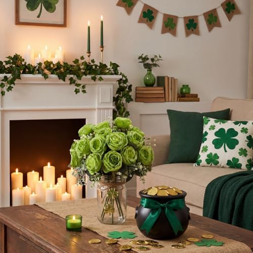 Geosar 8 Bundles Artificial Peonies Flowers,Olive Green - Image 5
