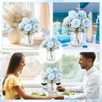 Zeyune 12 Sets Mason Jar Flowers Centerpiece Table Decorations,Blue - Image 5