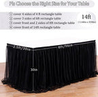 QueenDream Rectangle Black Table Skirts Tulle Table Skirting 14ft Tutu Table Cover for Round Rectangle Tables Baby Shower Home Decoration - Image 4