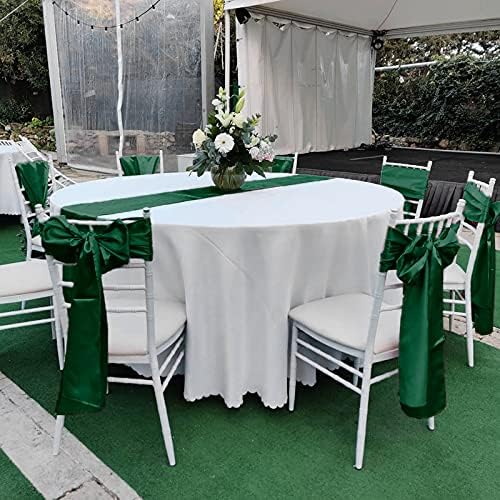 24 Pack Forest Green Satin Table Runners 12 x 108 Inch Long Table Runners for Rectangle Round Tables,Smooth Table Runner for Wedding, Birthday Party Banquets Graduation Engagements Decoration - Image 4