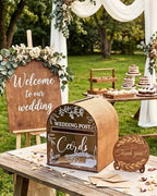 Wooden Wedding Card Box for Reception, Large Mailbox Gift Card Boxes with Acrylic Window, Rustic Post Box Decor for Wedding Cards and Money, Birthday, Parties, Graduation, Baby Shower - Image 5