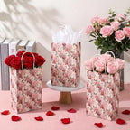 Sinload 50 Sets Rose Flower Gift Bags with Tissue Paper Bulk, Elegant - Image 4