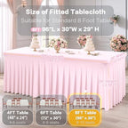 6 Packs Baby Pink Spandex Tableclothes for 8 Foot Rectangle Table, Spandex Table Covers 8FT Stretch Table Skirts Rectangle Wrinkle Free Fitted Table Cover for Event, Wedding, Banquet & Parties - Image 3