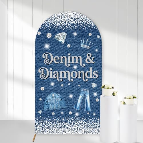 Serencatcher 7.2ft Denim & Diamonds Arch Backdrop Cover Arch Covers by Serencatcher