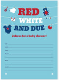 Red White & Due Baby Shower Clothesline July 4th Invitation, 20 5x7 Invites by Star+Stream+Design