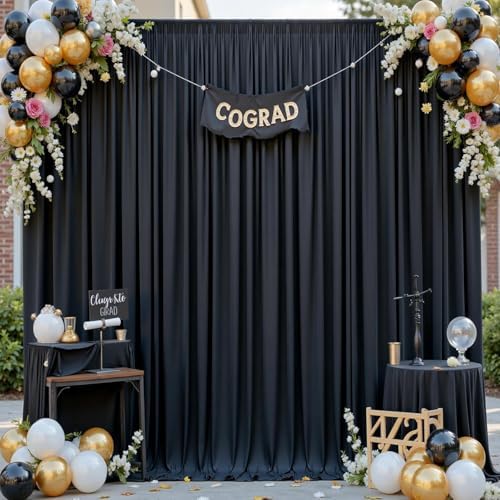 gogoparti 30x12ft Black Backdrop Curtain for Wedding Parties, 6 Panels (5x12 ft Each) Wrinkle-Free Dackdrop Curtains, Silky Draping Fabric for Birthday Party, Baby Shower, Photo Background - Image 5