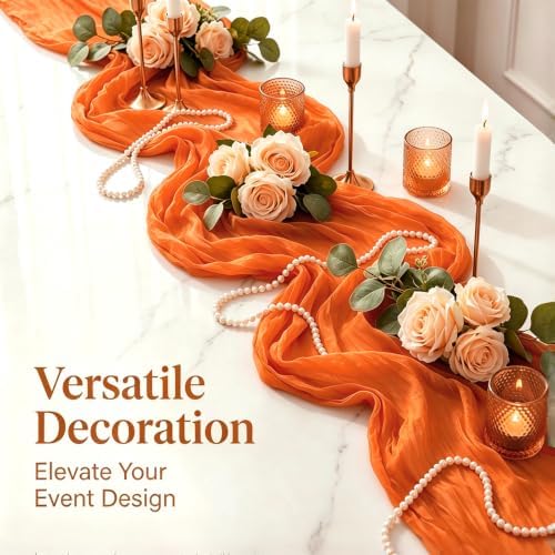 20 Pack Orange 17 x 108 Inch Cheesecloth Table Runner - Boho Gauze Sheer Fabric for Wedding Baby Shower Party Home Decor - Image 5