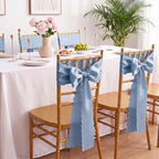 50 Pcs Dusty Blue Satin Chair Sashes Bows, 7 x 108 Inch - Image 4