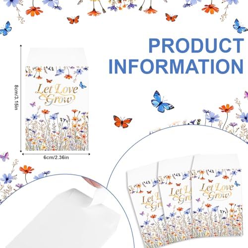 200 PCS Let Love Grow Wedding Favors for Guests Include 50 Flower Seed Packets 50 Pots 50 Organza Bags 50 Garden Shovel for Bridal Shower Wedding Party Favors, No Seeds - Image 3