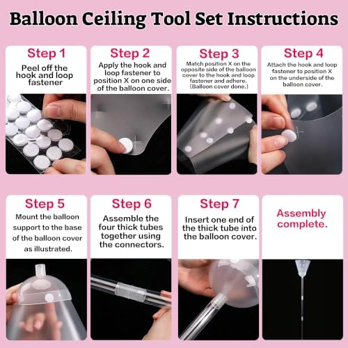 Balloon Ceiling Tool Set, All-in-One Party Decor Supplies with 100 Macaron Balloons, Glue Dots, Pump and Ribbon, No Ladder 5-Section 1.7M Spliced Pole for Home Event Decor - Image 4
