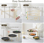 MALACASA Round 3 Tier Serving Tray, 10 Inch Black Porcelain Dessert Stand - Image 3