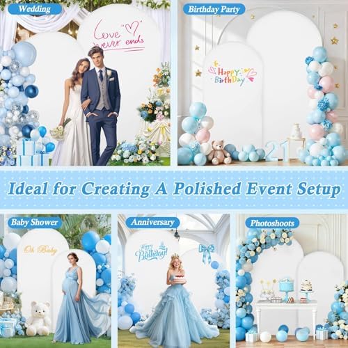 7.2FT, 6FT White Spandex Arch Backdrop Stand Covers Set of 2 - Image 4