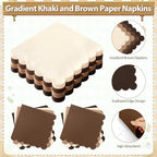 192Pcs Brown Plates and Napkins Party Supplies, Disposable 9’’ Scalloped Khaki Paper Plates Cups Napkins Forks, Gradient Party Decorations for Birthday, Baby Shower, Bridal Shower, Fall, Serves 48 - Image 4