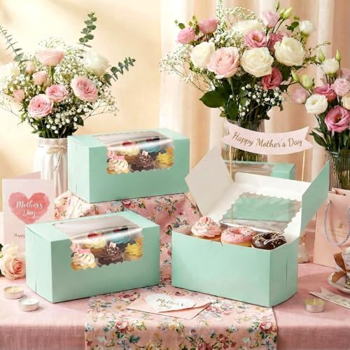 Ireer 60 Pcs 8x4x4 Inch Bakery Boxes with Window for Bread, Sage Green - Image 6