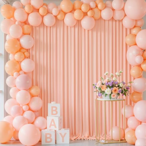 10x10 Peach Backdrop Curtain for Parties Baby Shower Wrinkle Free Peach Photo Curtains Backdrop Drapes Fabric Decoration for Wedding Birthday Party 5ft x 10ft,2 Panels by Tao-GePartyDecorations