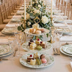 Lallisa Sage Green Floral 3 Tier Dessert Stand 10", 9" and 7" Ceramic Vintage Chinoiserie Tea Party Tiered Tray Cupcake Stand Display Holder Tower for Wedding Baby Shower Bridal Shower Tea Party - Image 3